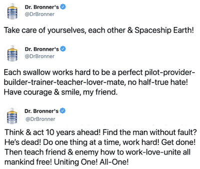 Dr. Bronner's Tweets Dr. Bronner's Tweets